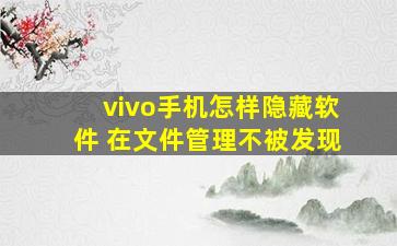 vivo手机怎样隐藏软件 在文件管理不被发现